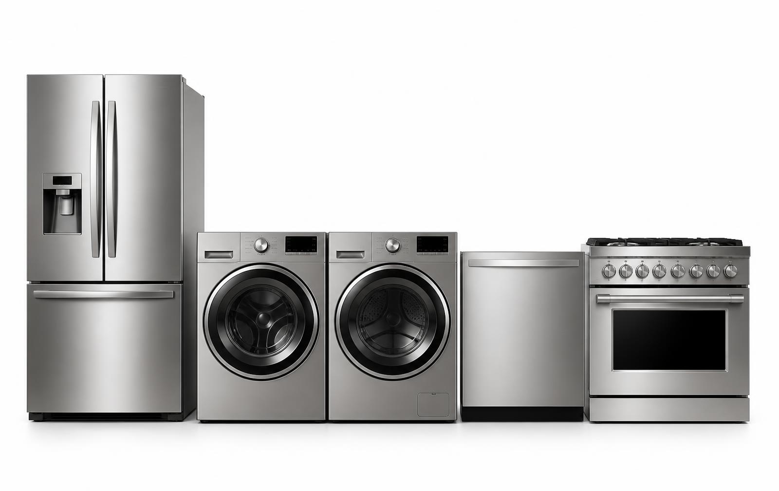 Refrigerator, washer, dryer, dishwasher and range